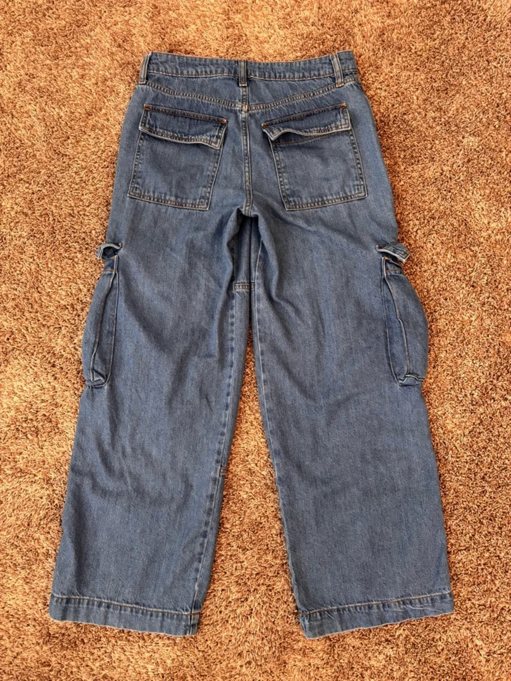 Vintage Y2K Cargo Denim Jeans – Size 6 Wide Leg Utility - Picture 3 of 5